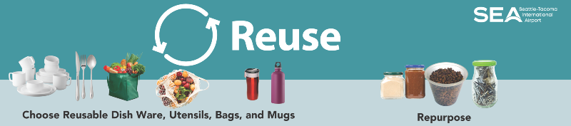 Choose reusable dish ware, utensils, bags, and mugs. Repurpose containers.