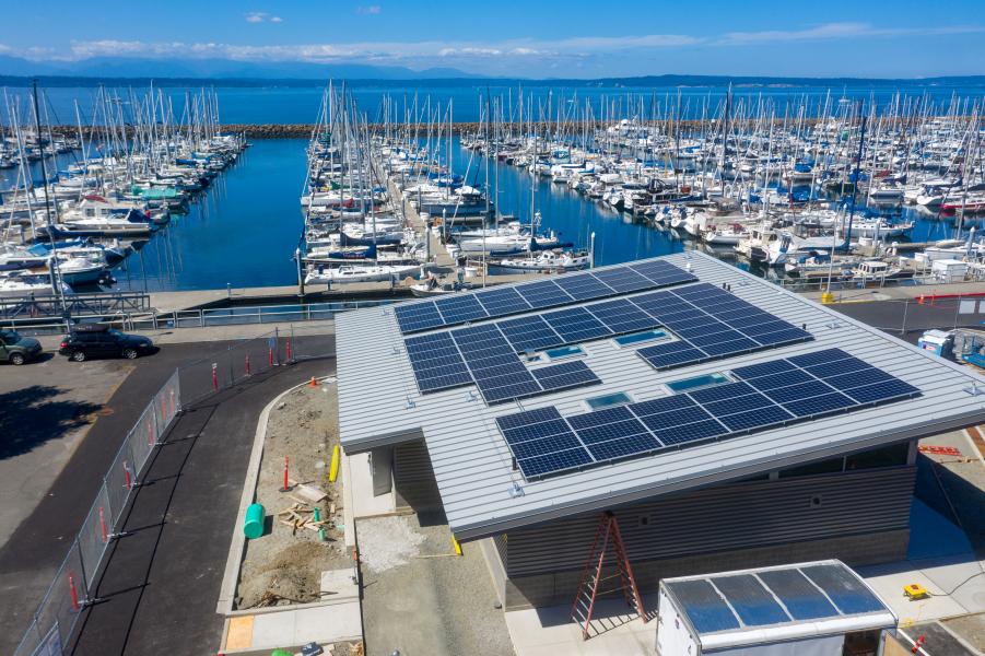 Solar panels at Shilshole Bay Marina