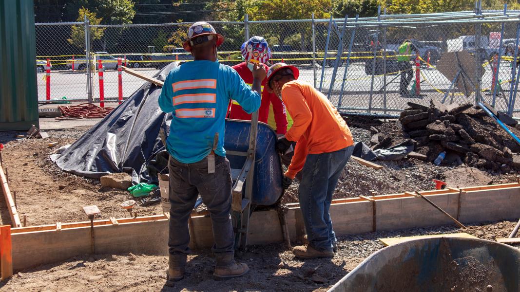 Construction workers at Salmon Bay Marina