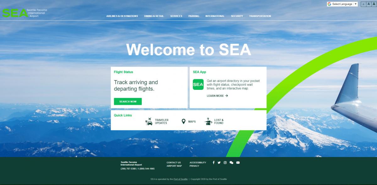 SEA Traveler web page