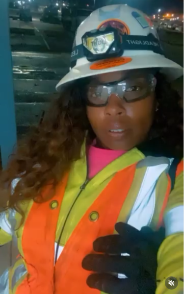 Ciffena Gibson, dressed in PPE for a day working in construction.