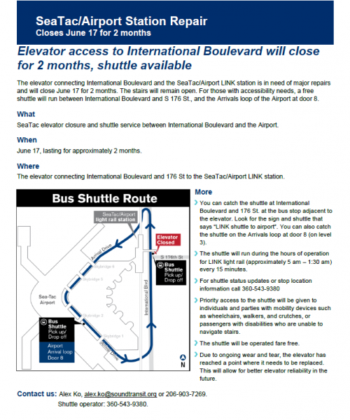 Rider Alert Elevator Closure