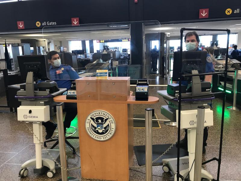TSA Officers wearing face coverings