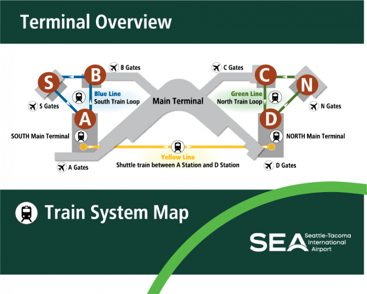 Detailed map of the train at SEA Airport