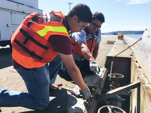 Victor working on the docks