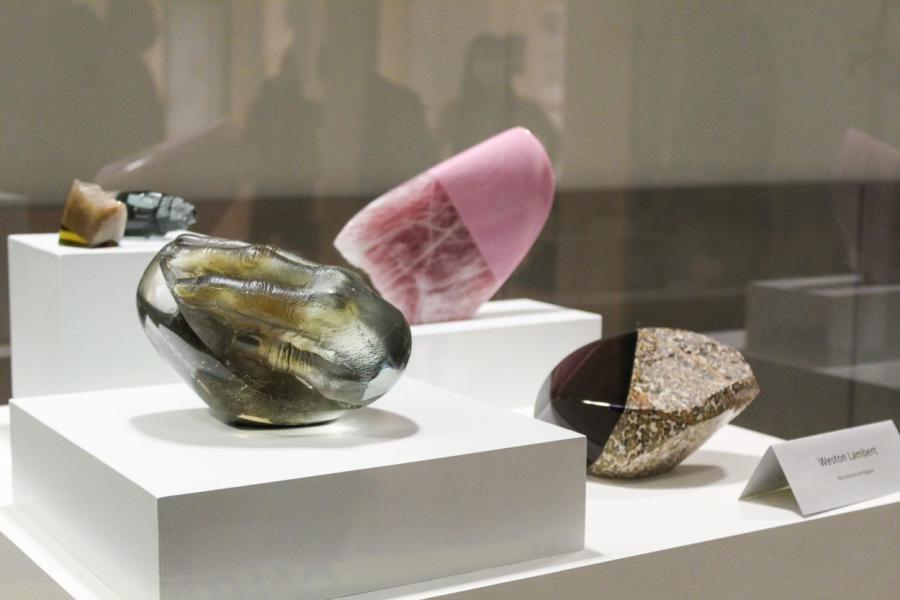 Temporary exhibit in glass cases