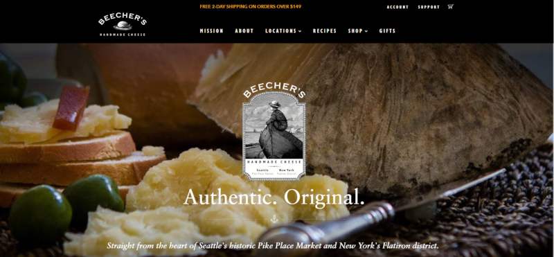 Beechers Cheese website
