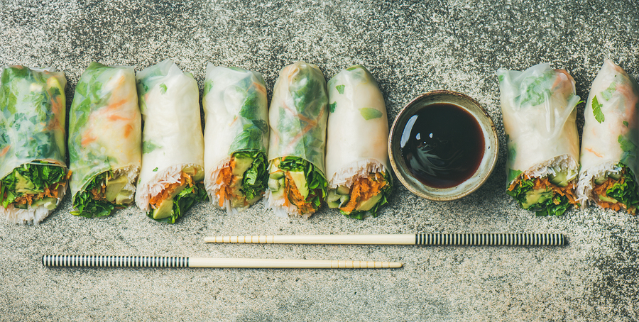 Stock image of vegetarian spring rolls