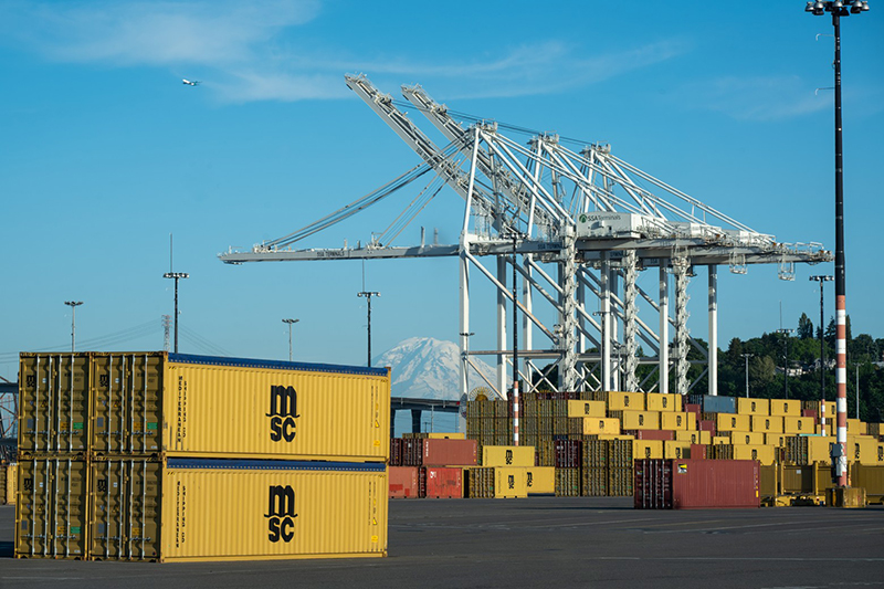 Shipping containers stacked at Terminal 5