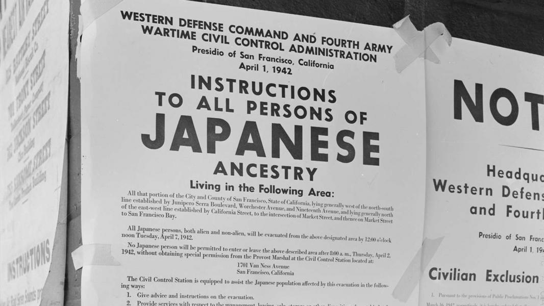 Photo of Instructions for Japanese American evacuees posted in San Fransciso, CA