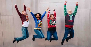 4 people jumping into air