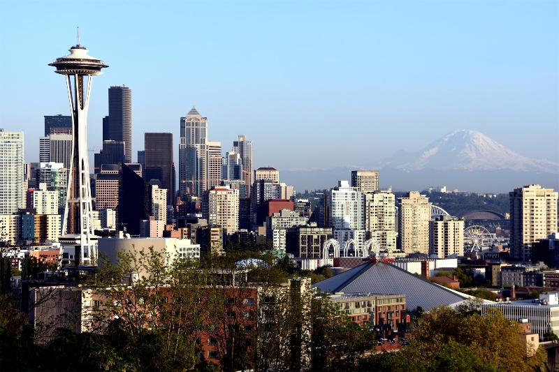 Kerry Park with Mt. Rainier and Seattle skyline