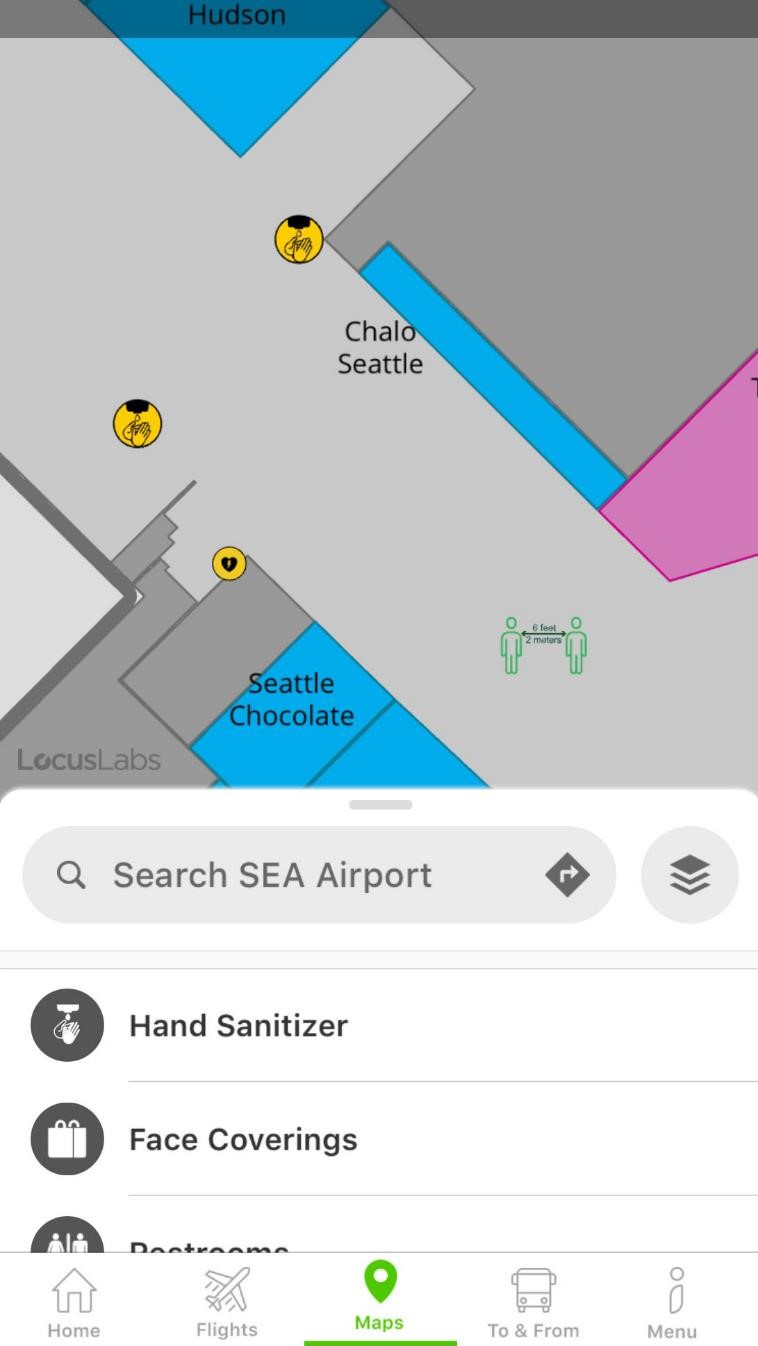 Screenshot of the SEA App map 