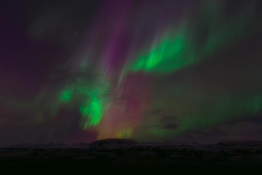 The aurora borealis in the night sky