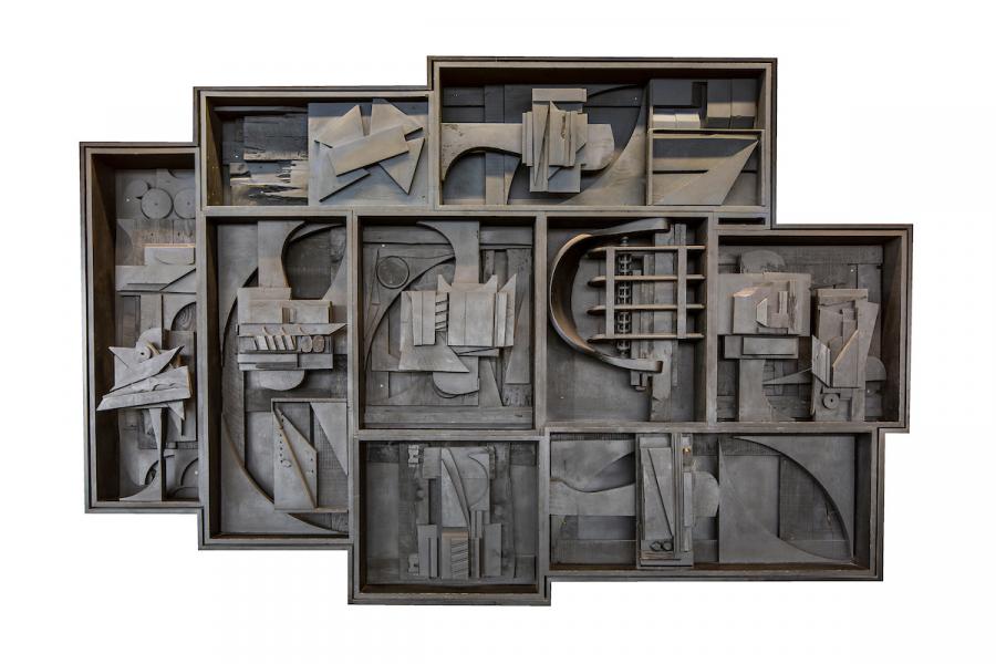 Louise Nevelson art with wooden boxes