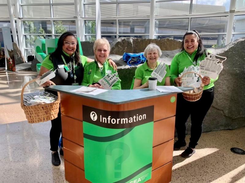 We’re all about a passionate service culture that’s inspired by the Pacific Northwest, so Pathfinders and airport volunteers in bright green were onsite to answer questions and assist with wayfinding. 