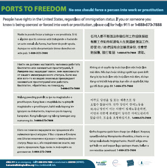 Multilingual poster on human trafficking