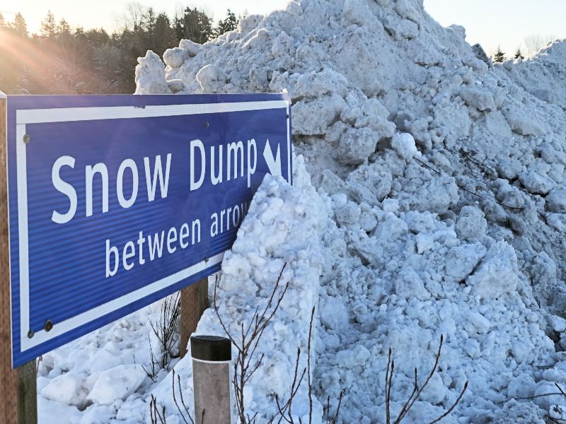 PHoto of the snow dump with a pile of snow