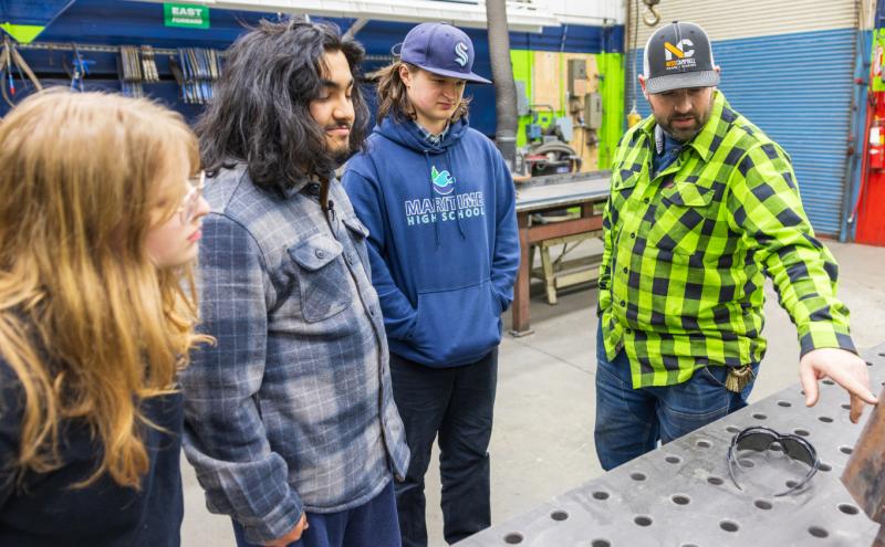 Students and an instructor at Maritime High School