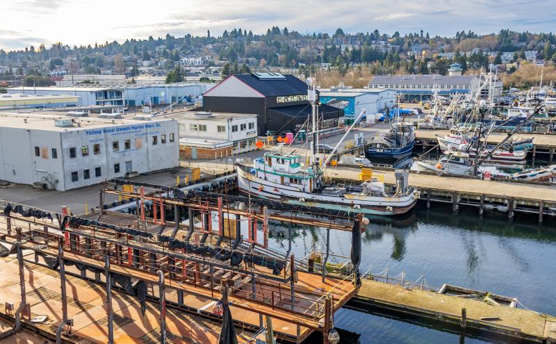 View of Fishermen's Terminal from the Ballard Bridge