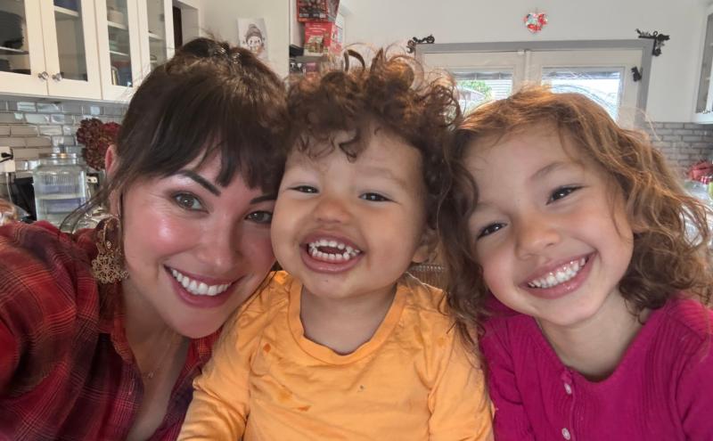 Port Commissioner Toshiko Hasegawa with her children Kota and Keiko