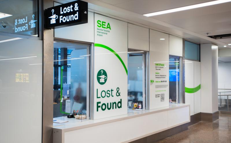 Airport Lost and Found Counter with 3 open booths