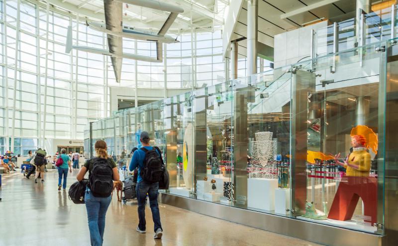 Passengers walking by Checkpoint 1