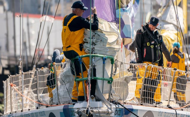 Clipper racers onboard sailing yacht