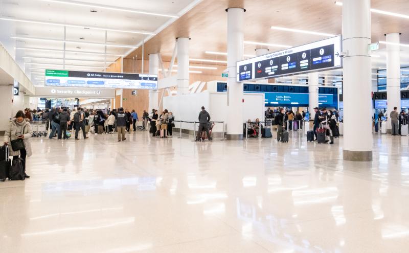 The SEA Gateway Project opening event at the redesigned Alaska Airlines Ticketing area