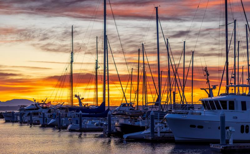 Shilshole Bay Marina at twilight