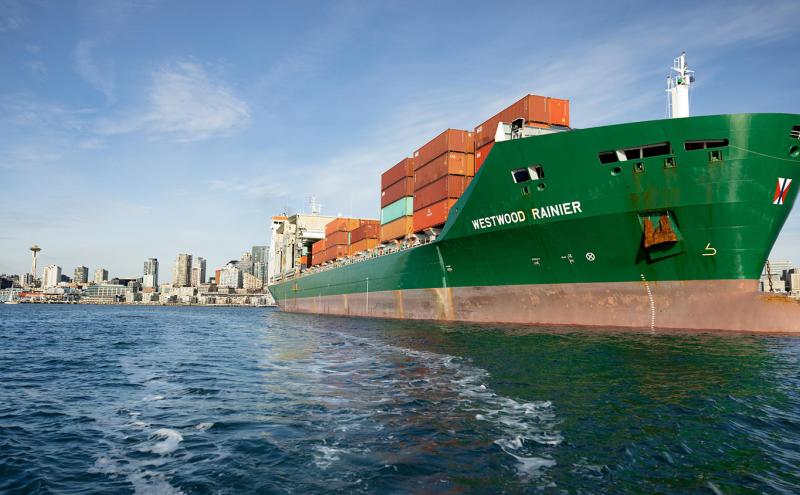 Westwood Rainier cargo ship in Elliott Bay.