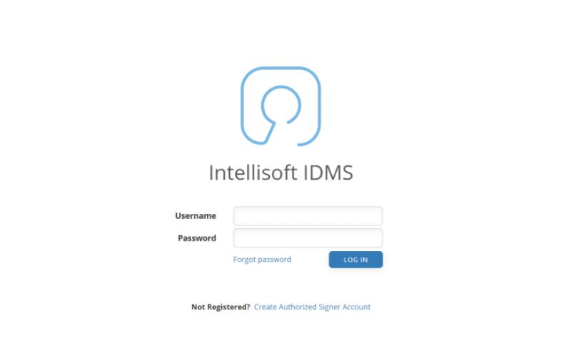 Intellisoft IDMS sign-on screen