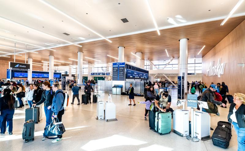 Alaska Ticketing Lobby with people