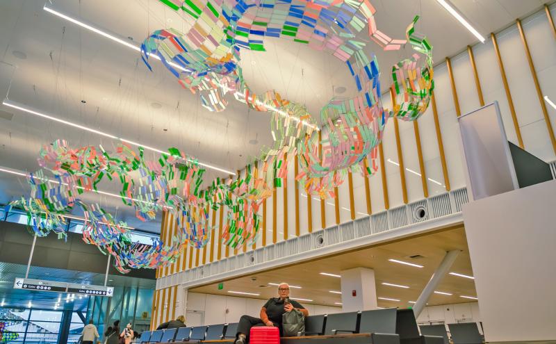 Checkpoint 6 recompose area with art overhead by Soo Sunny Park