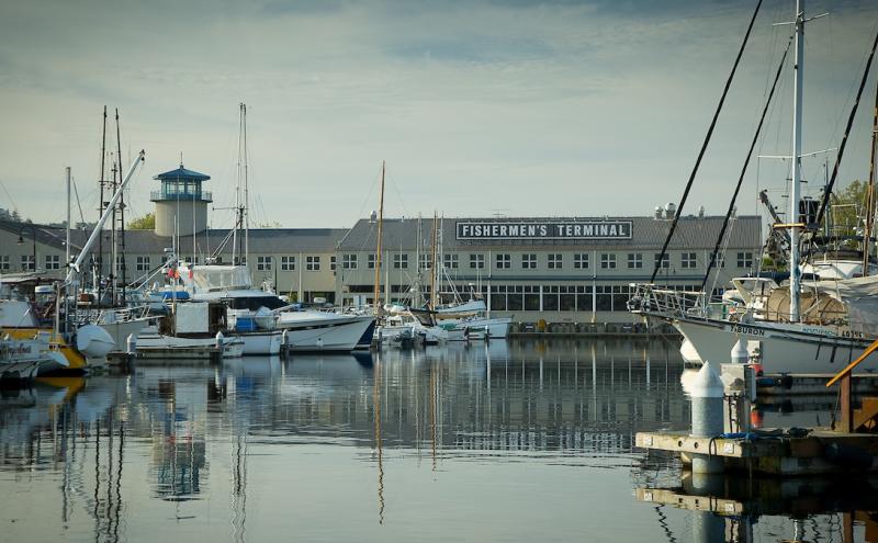 boats in front of Fishermen's Terminal