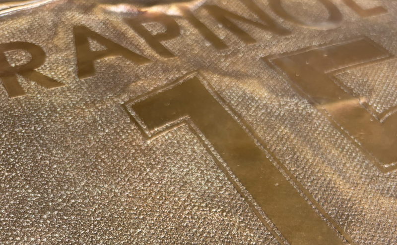 closeup of bronze artwork of Megan Rapinoe's jersey