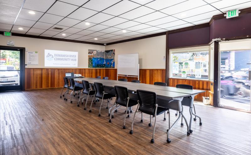 Boardroom style layout at the Hub Cedar Room