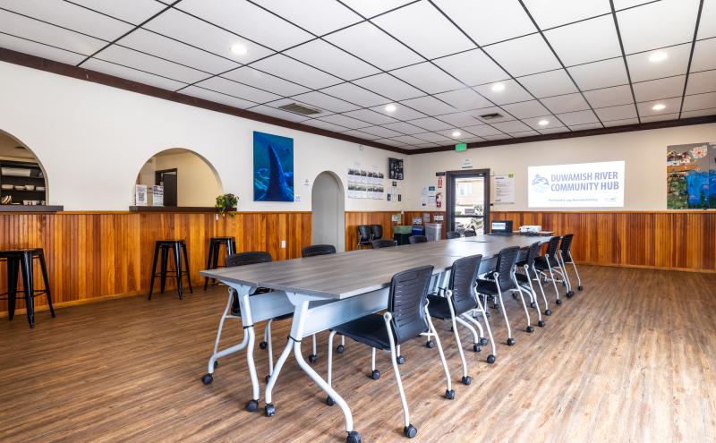 Boardroom style layout at the Hub Cedar Room