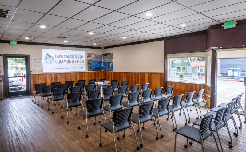 Theater style layout at the Hub Cedar Room