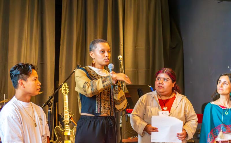 Port Community Action Team member speaking at the Duwamish Valley Community Equity Program's 5th Anniversary in June 2025