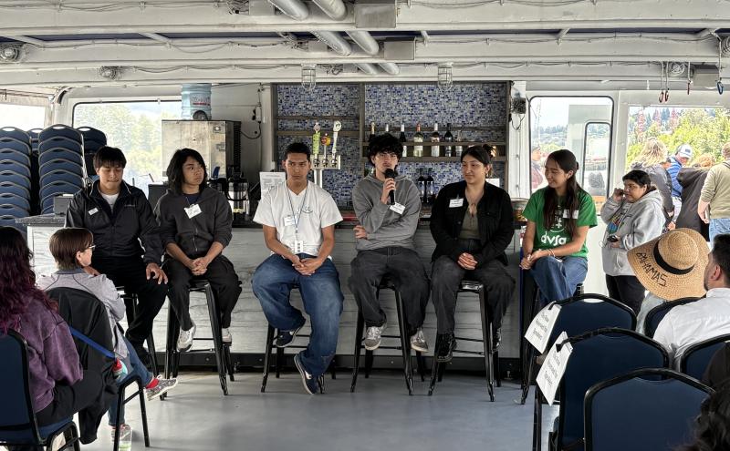 Duwamish Valley youth panel speaking at the multilingual boat tour in June 2026