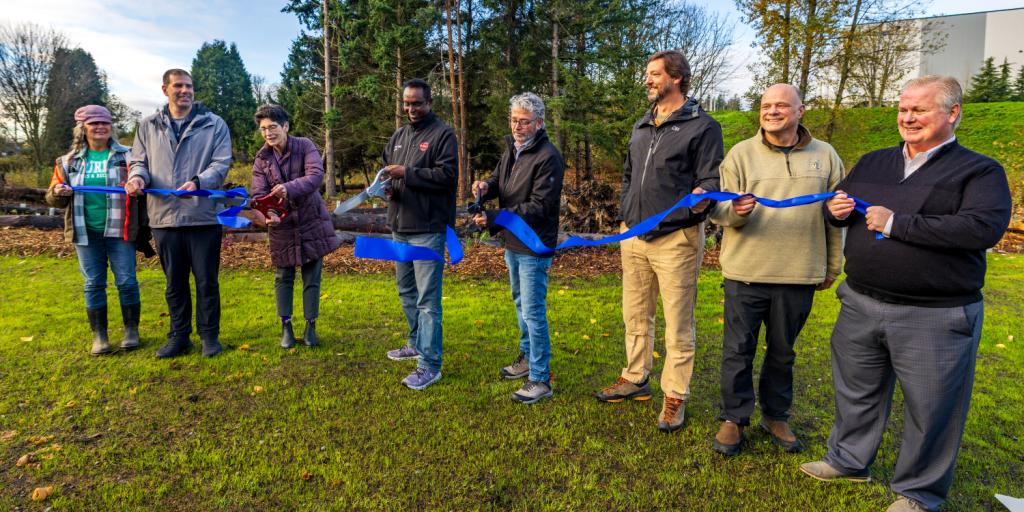 Ribbon-cutting ceremony celebrating the completion of a significant Miller Creek Restoration project