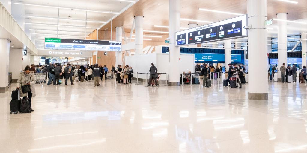 The SEA Gateway Project opening event at the redesigned Alaska Airlines Ticketing area