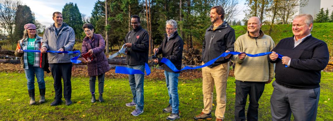 Ribbon-cutting ceremony celebrating the completion of a significant Miller Creek Restoration project