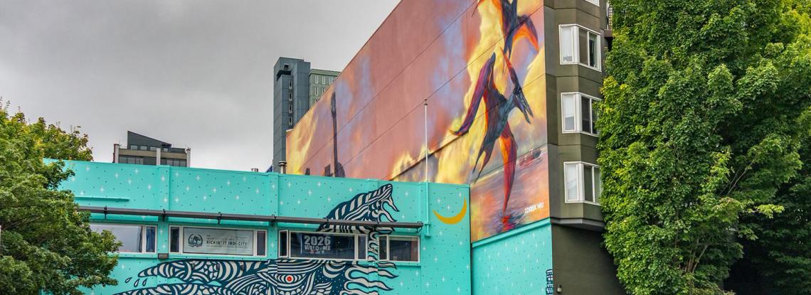 Cranes and Whales Brighten Seattle’s Waterfront