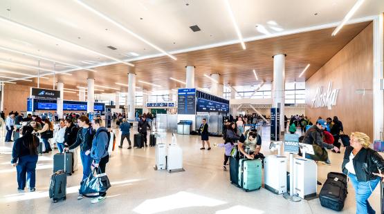 Alaska Ticketing Lobby with people