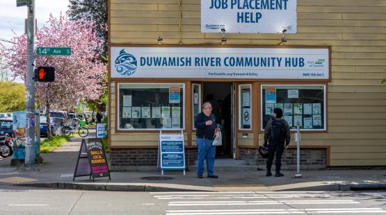 Duwamish River Community Hub is located at corner of Cloverdale and 14th Avenue South in the South Park neighborhood