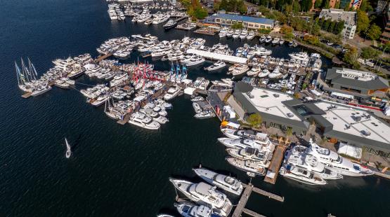 Aerial image of the boats afloat show