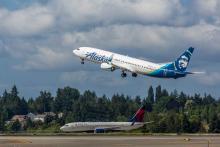 Alaska and Delta aircraft at Sea-Tac Airport