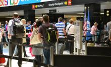 Passengers at a Security Checkpoint at Sea-Tac Airport